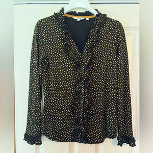 Boden ruffle polka dots long sleeve top. Size 6.